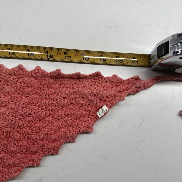 Handmade Crochet Boho Head Scarf Bandana Kerchief Hair Scarf Pink/Salmon - Picture 11 of 13